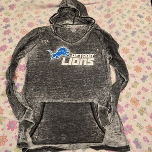 Detroit Lions Gray Hooded Pullover with Logo